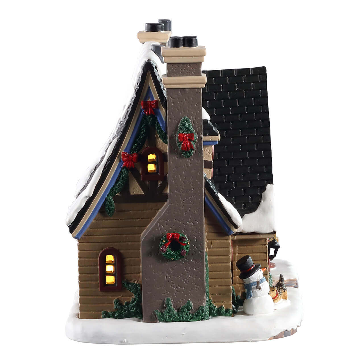 lemax-bristol-estate-beleuchtetes-miniatur-landhaus-mit-schneemann image 2