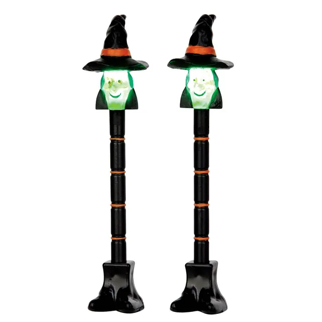 lemax-witch-lamp-post-2er-set-halloween-laternen-f-r-spooky-town image 1