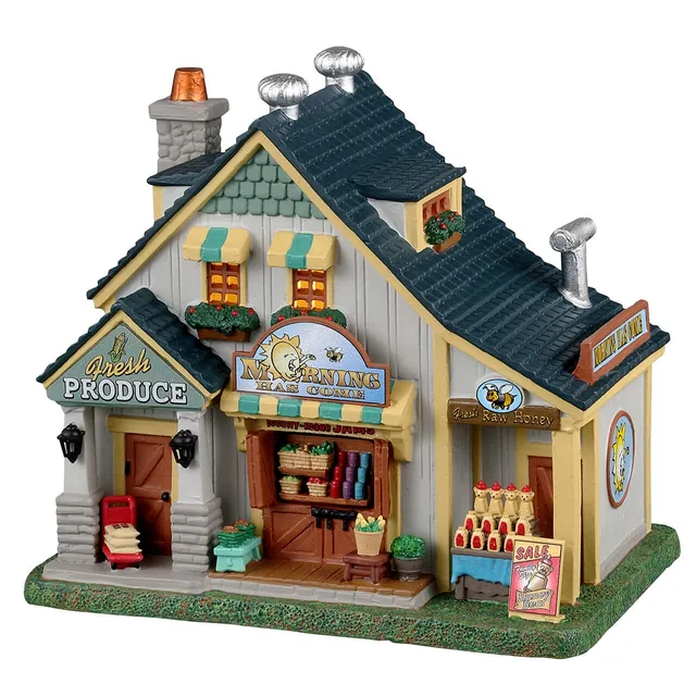 lemax-morning-has-come-market-beleuchtetes-miniatur-marktgeb-ude-caddington-vill image 1