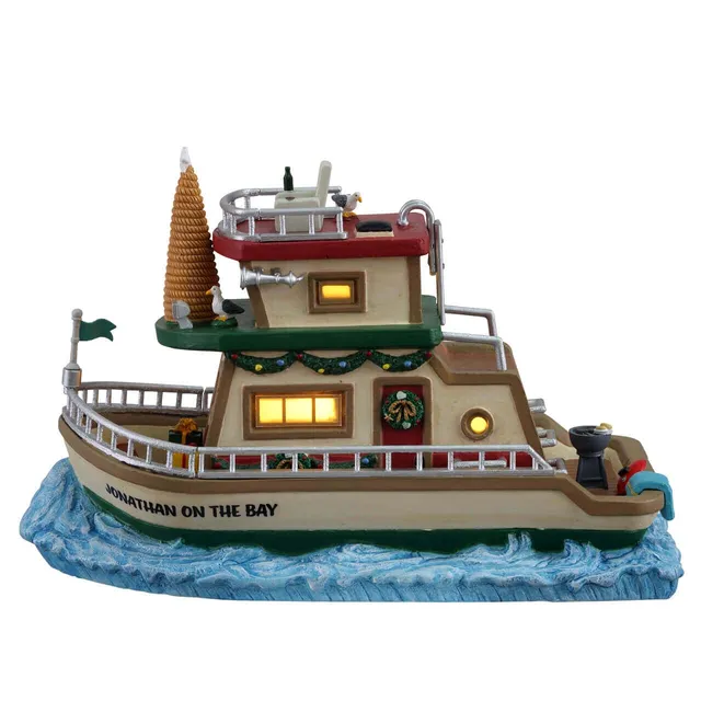 lemax-jonathan-s-houseboat-on-the-bay-beleuchtete-miniatur-hausboot-szene image 1