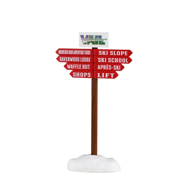 lemax-ski-slope-sign-vail-village-wegweiser-miniatur image 1