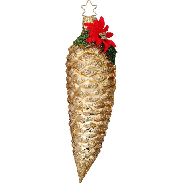 inge-glas-weihnachtszapfen-christbaumschmuck-13-5-cm-gold image 1