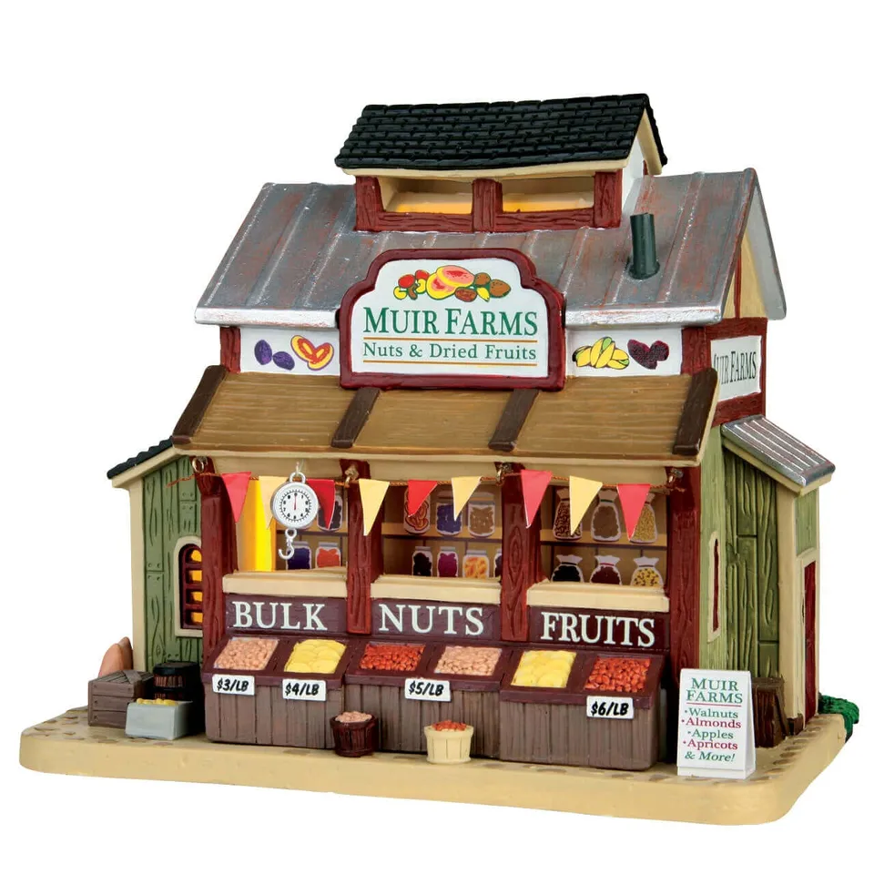 lemax-muir-farms-nuts-dried-fruits-beleuchtetes-ladenhaus image 1