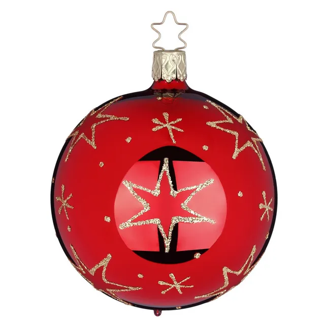 inge-glas-funkelnde-sterne-christbaumkugel-aus-glas-8-cm-rot-classic image 1