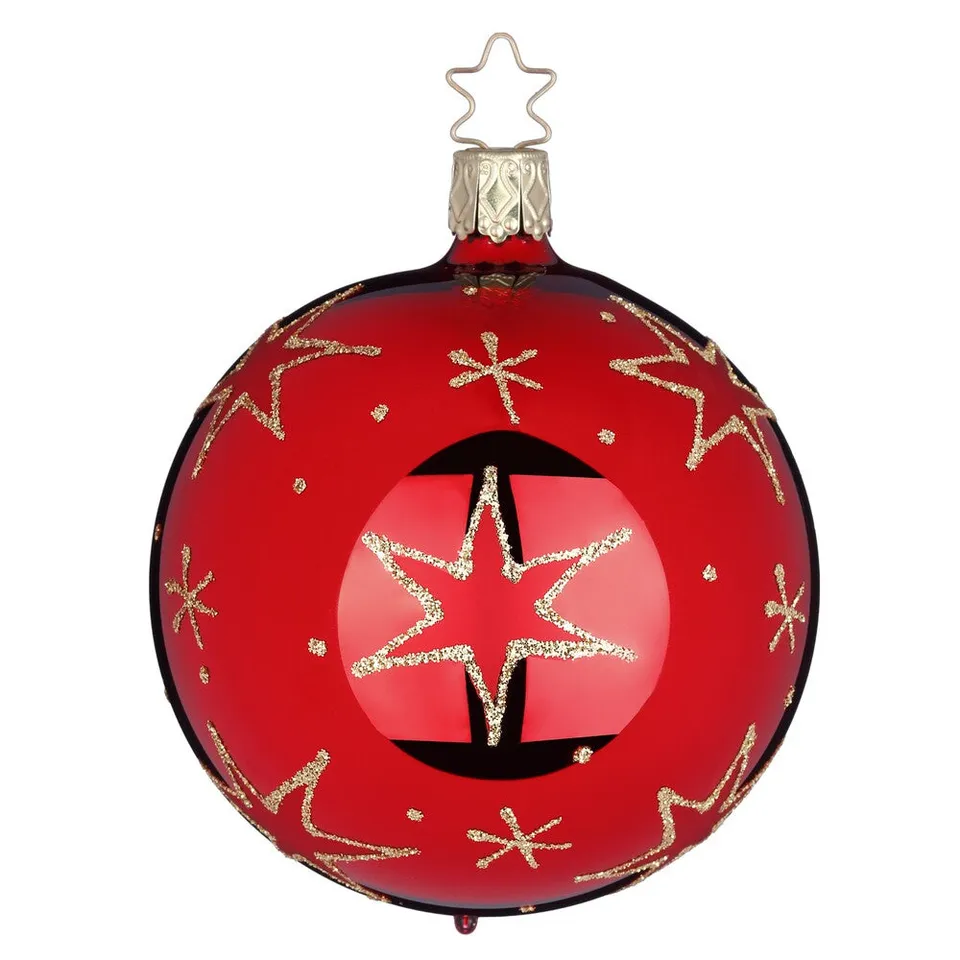 inge-glas-funkelnde-sterne-christbaumkugel-aus-glas-8-cm-rot-classic image 1
