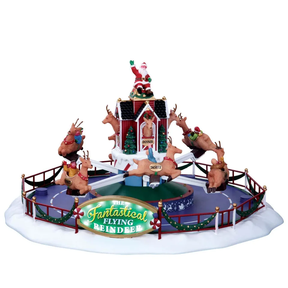 lemax-reindeer-on-holiday-karussell-mit-licht-und-bewegung image 1