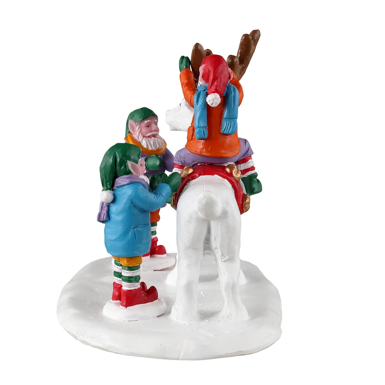lemax-reindeer-snowman-weihnachtsmann-wichtel-sammelfigur-3-elfen-bauen-schneema image 3