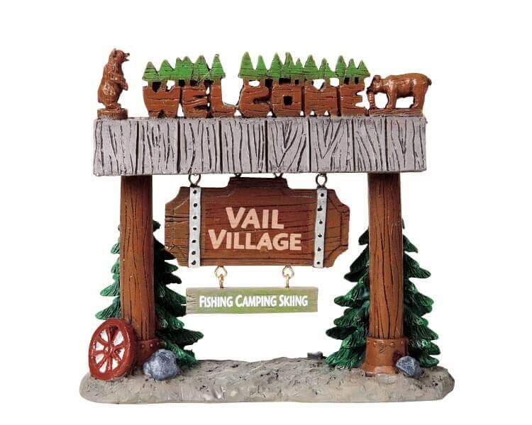 lemax-vail-village-welcome-miniatur-willkommensschild-dorfdekoration image 2