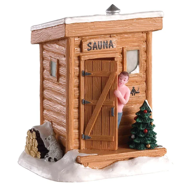 lemax-it-s-cold-out-there-miniaturszene-sauna-winterfigur image 1