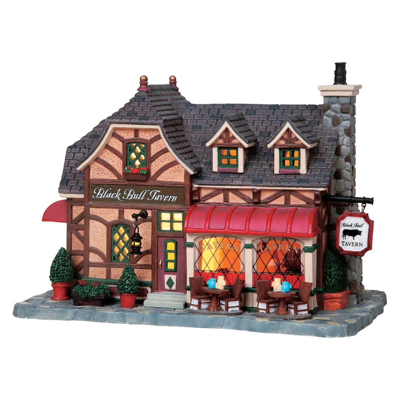 lemax-black-bull-tavern-beleuchtetes-weihnachtsdorf-haus image 1