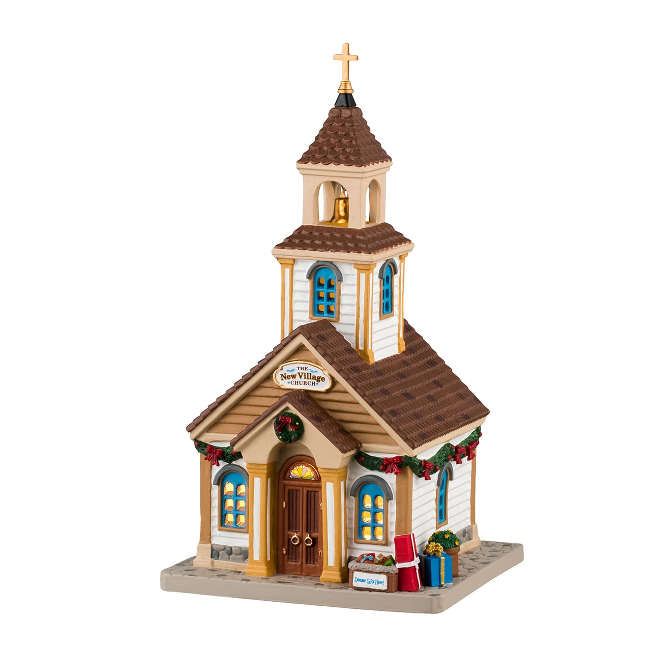 lemax-the-new-village-church-caddington-kirche-beleuchtet image 1