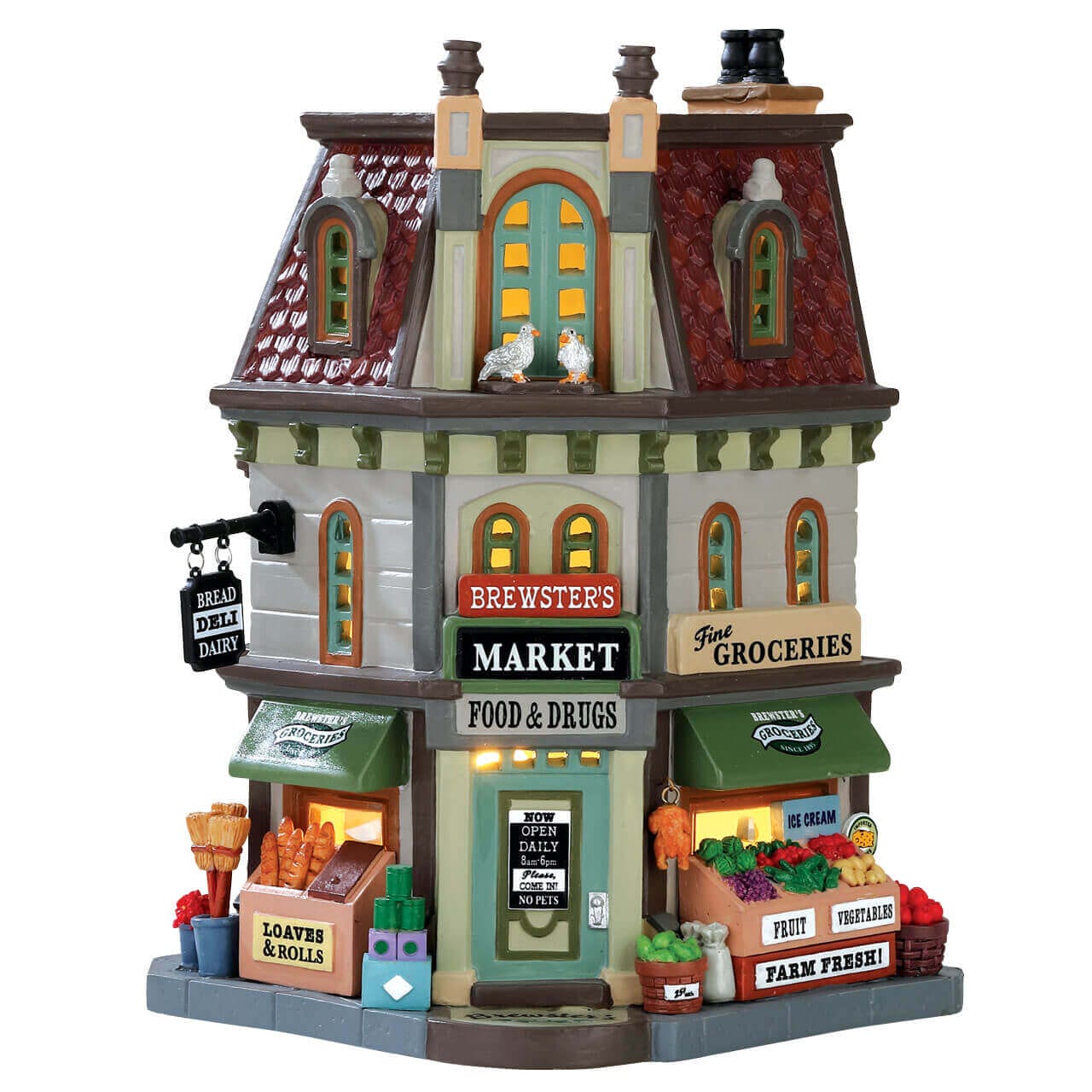 lemax-brewster-s-market-beleuchtetes-markt-geb-ude-weihnachtsdorf image 1