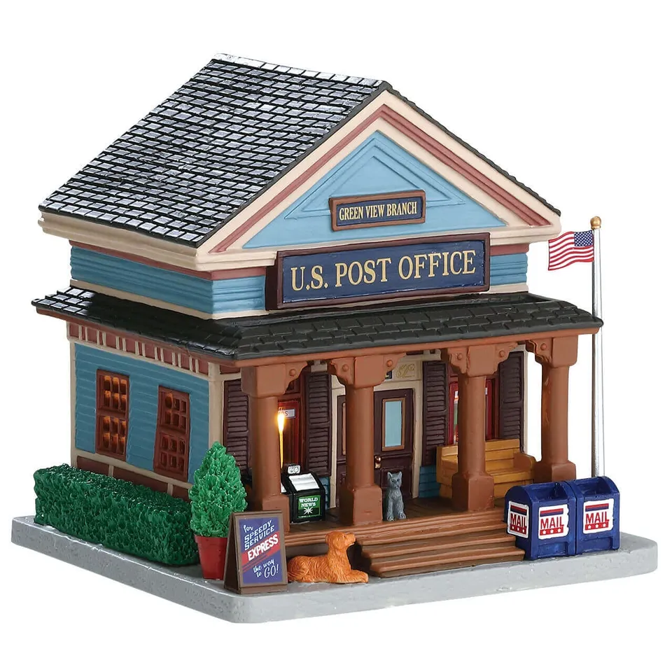 lemax-green-view-post-office-beleuchtetes-miniaturhaus image 1