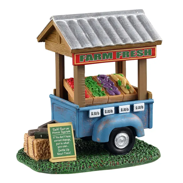 lemax-farm-fresh-vegetable-trailer-miniatur-harvest-crossing image 1