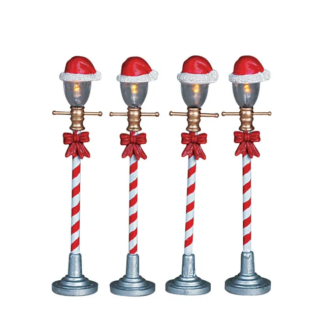 lemax-santa-hat-street-lamp-miniatur-laternen-4er-set image 1