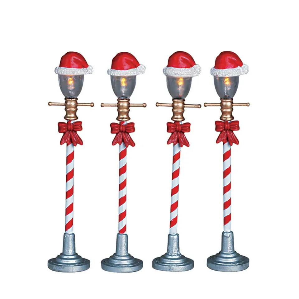 lemax-santa-hat-street-lamp-miniatur-laternen-4er-set image 1