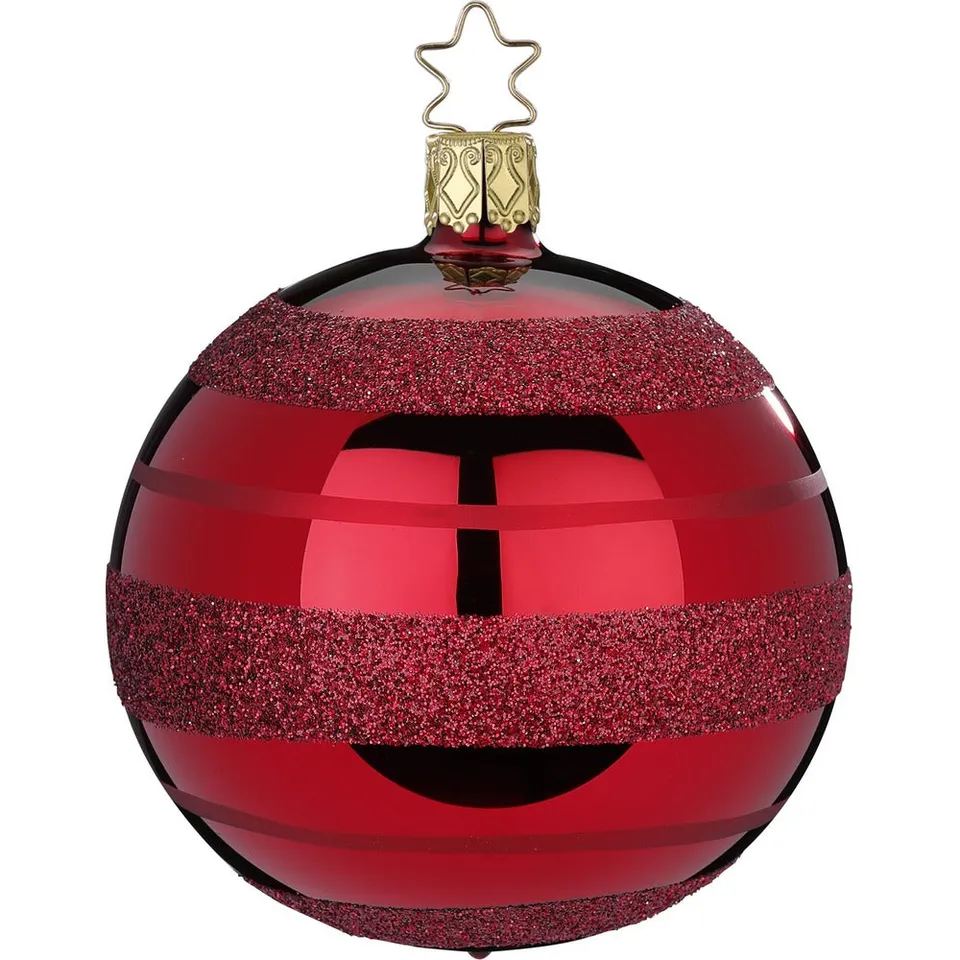 inge-glas-moderne-streifen-christbaumkugel-10-cm-rot image 1