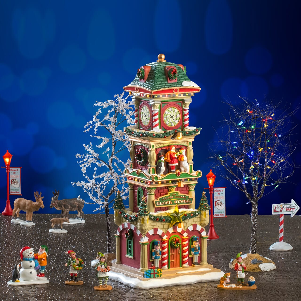 lemax-the-village-square-clock-tower-set-santa-s-wonderland image 4