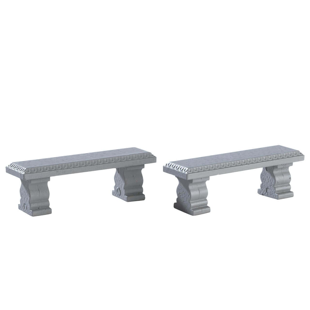 lemax-plaza-bench-set-of-2-zwei-miniatur-sitzb-nke-f-r-weihnachtsd-rfer image 1