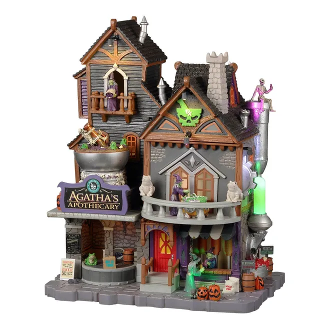 lemax-spooky-town-agatha-s-apothecary-hexen-apotheke-mit-beleuchtung image 1