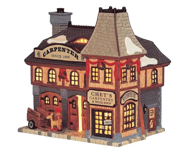 lemax-chet-s-carpentry-shop-beleuchtetes-miniaturhaus image 1