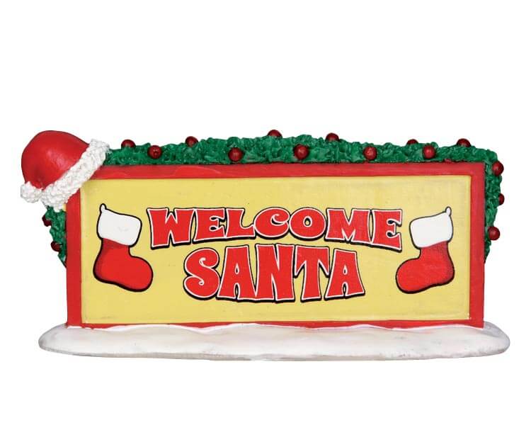 lemax-welcome-santa-sign-holidays-deko-schild-miniatur image 1