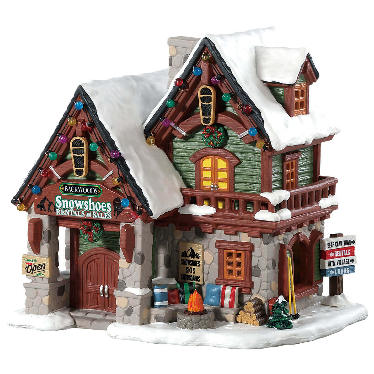 lemax-backwoods-snowshoe-rental-shop-beleuchtetes-miniatur-dorfhaus image 4
