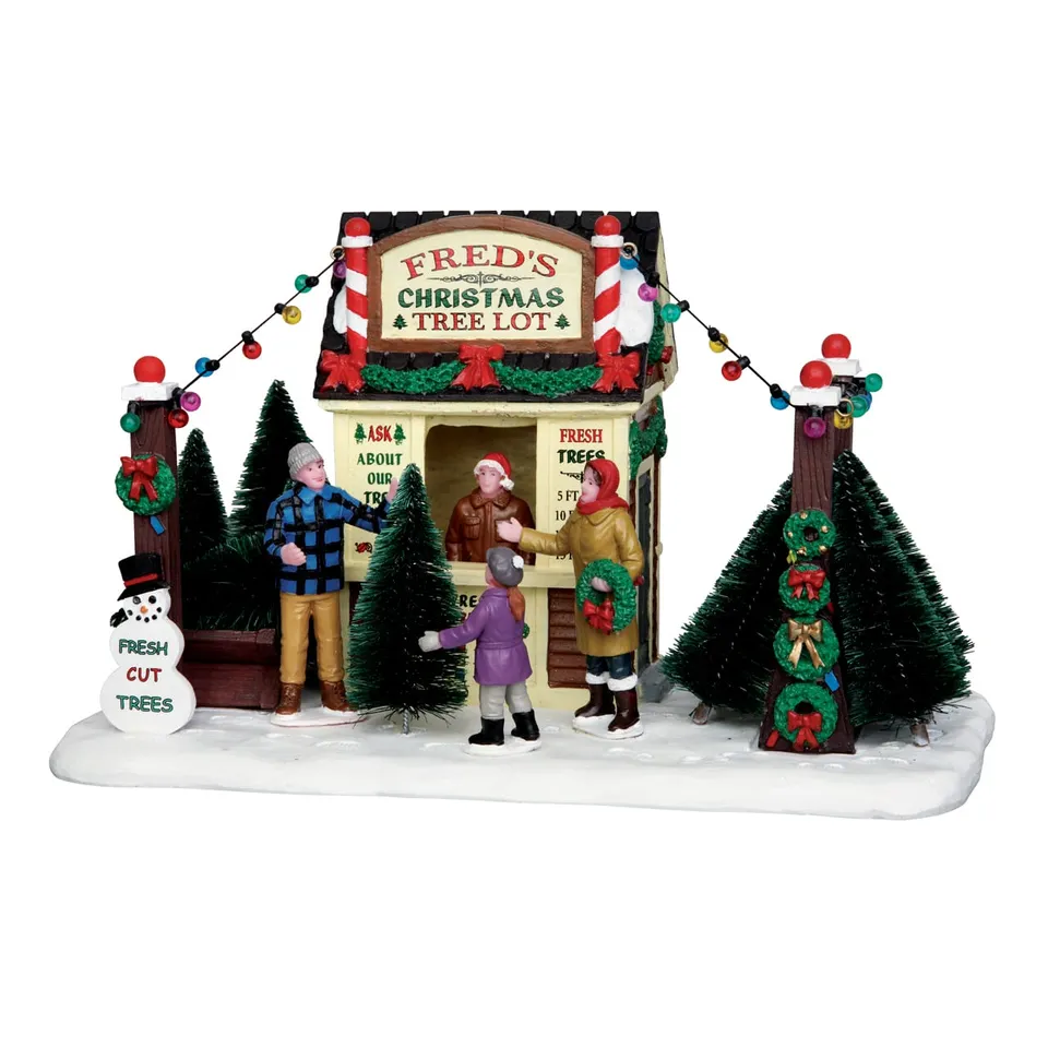 lemax-fred-s-christmas-tree-lot-christbaumverkauf-szene image 1