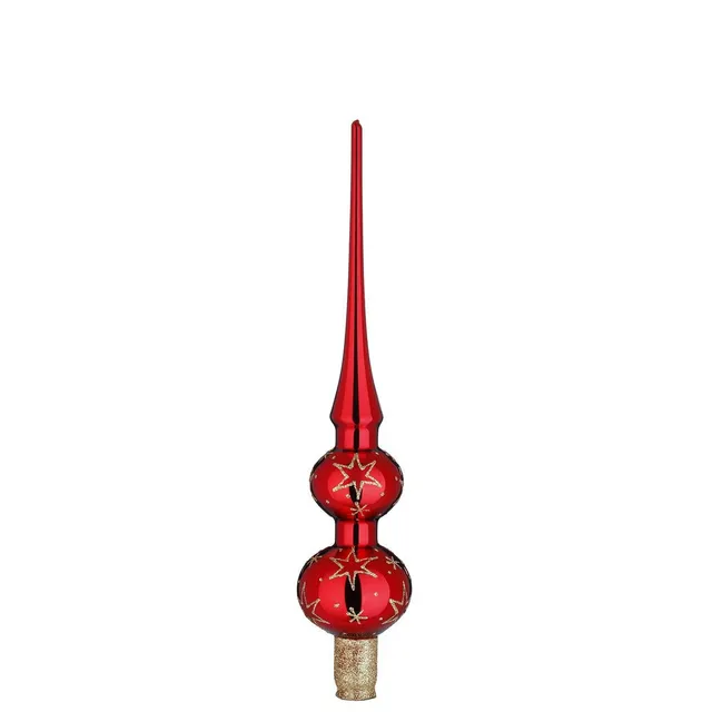 inge-glas-funkelnde-sterne-baumspitze-rot-glanz-29-cm image 1