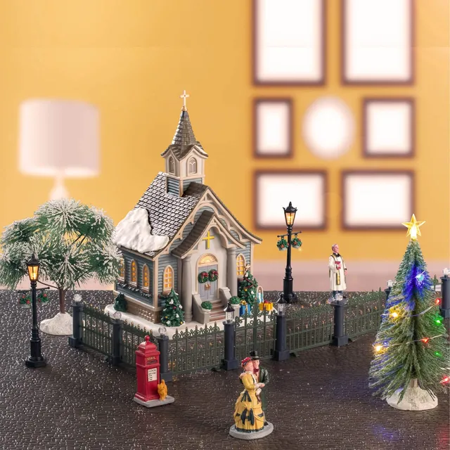 lemax-small-town-church-set-caddington-miniatur-kirchen-set image 1