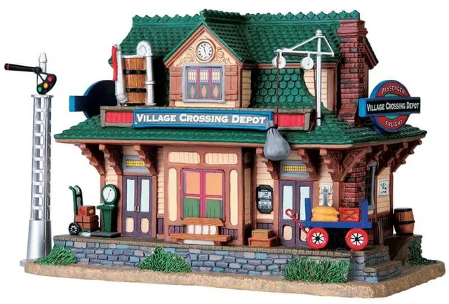 lemax-village-crossing-depot-set-of-2-miniatur-bahnhof image 1