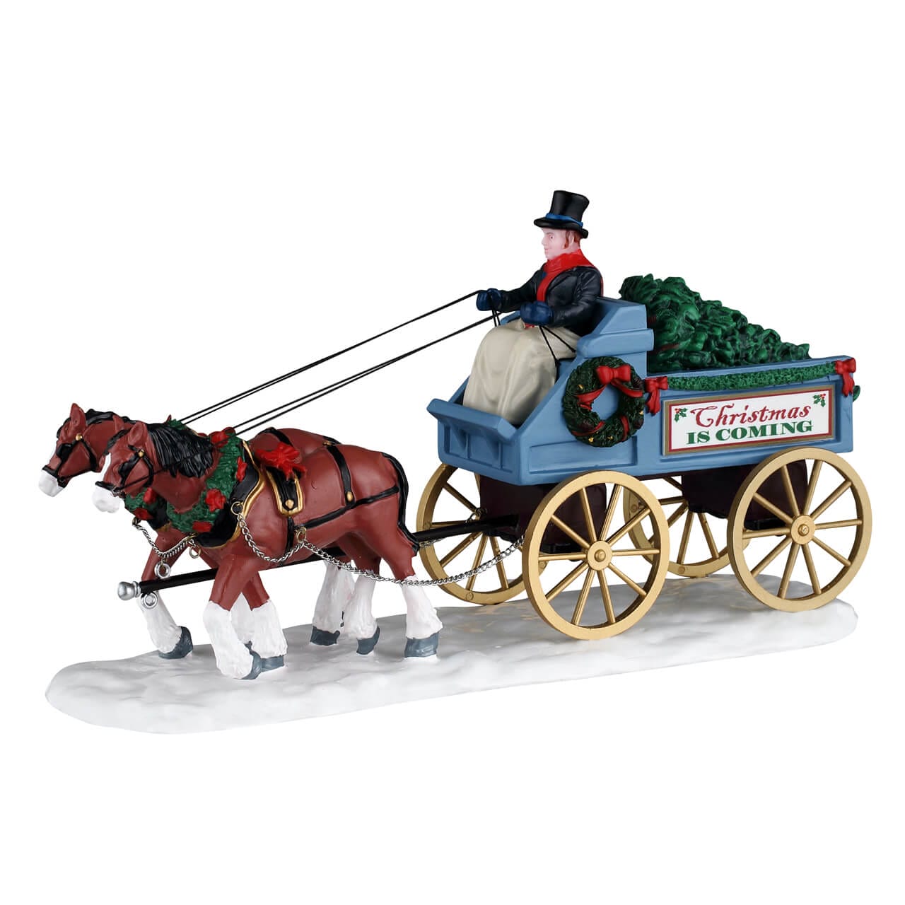 lemax-christmas-is-coming-pferdekutsche-mit-baum image 1