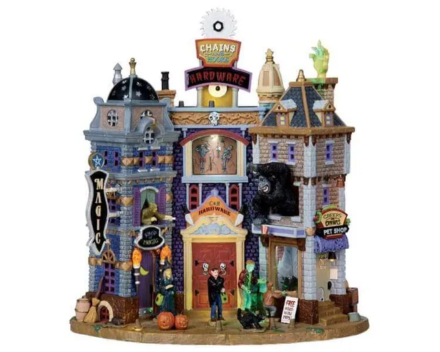 lemax-spooky-towne-square-beleuchtetes-grusel-geb-ude image 1